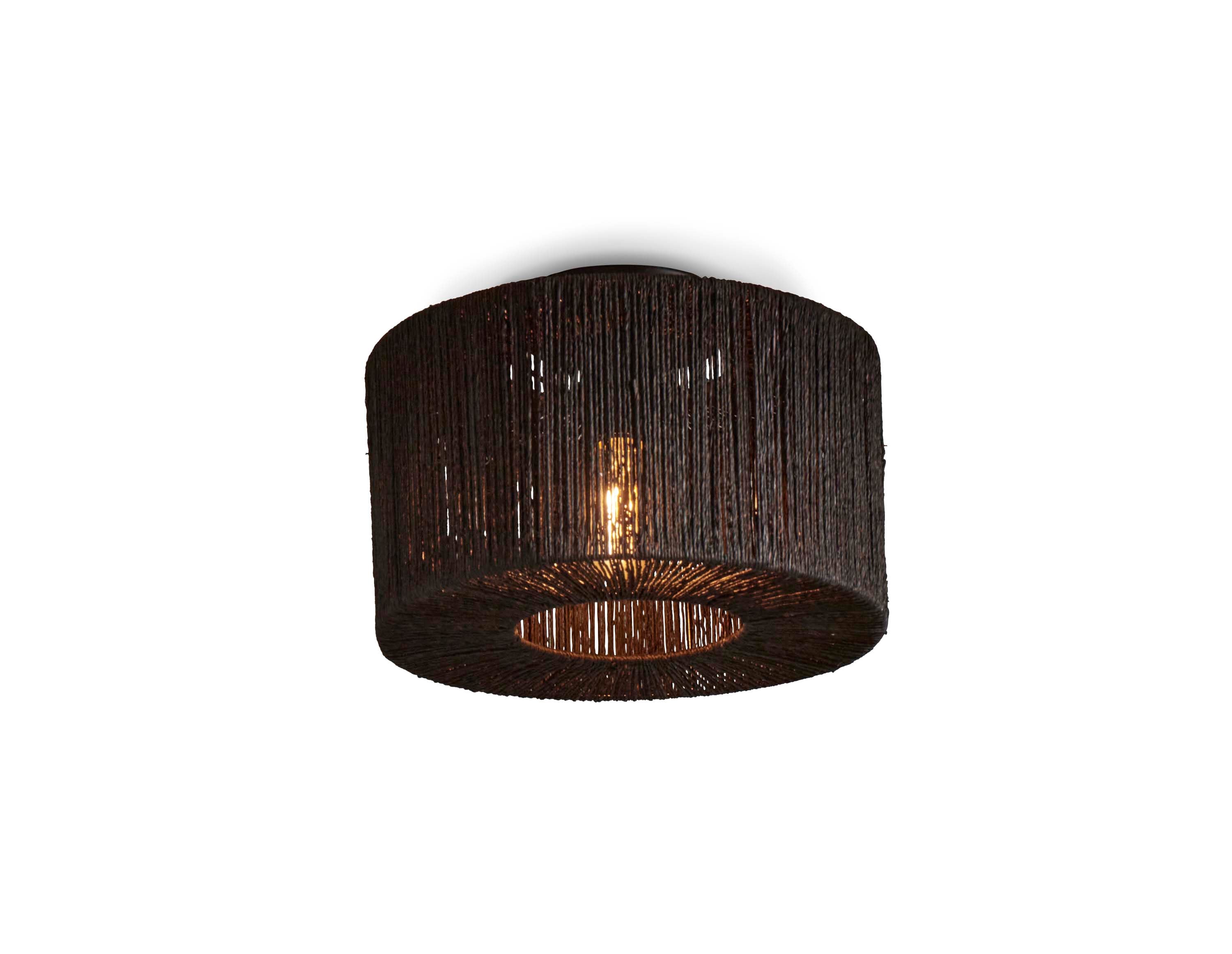 Good&Mojo Ceiling lamp Iguazu jute round/straight S dia. 30xh. 16cm black